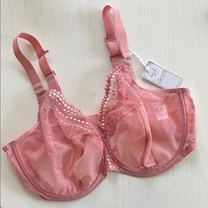 NWT Elomi Matilda J Hook Pink Sheer Bra US 40I UK40G
